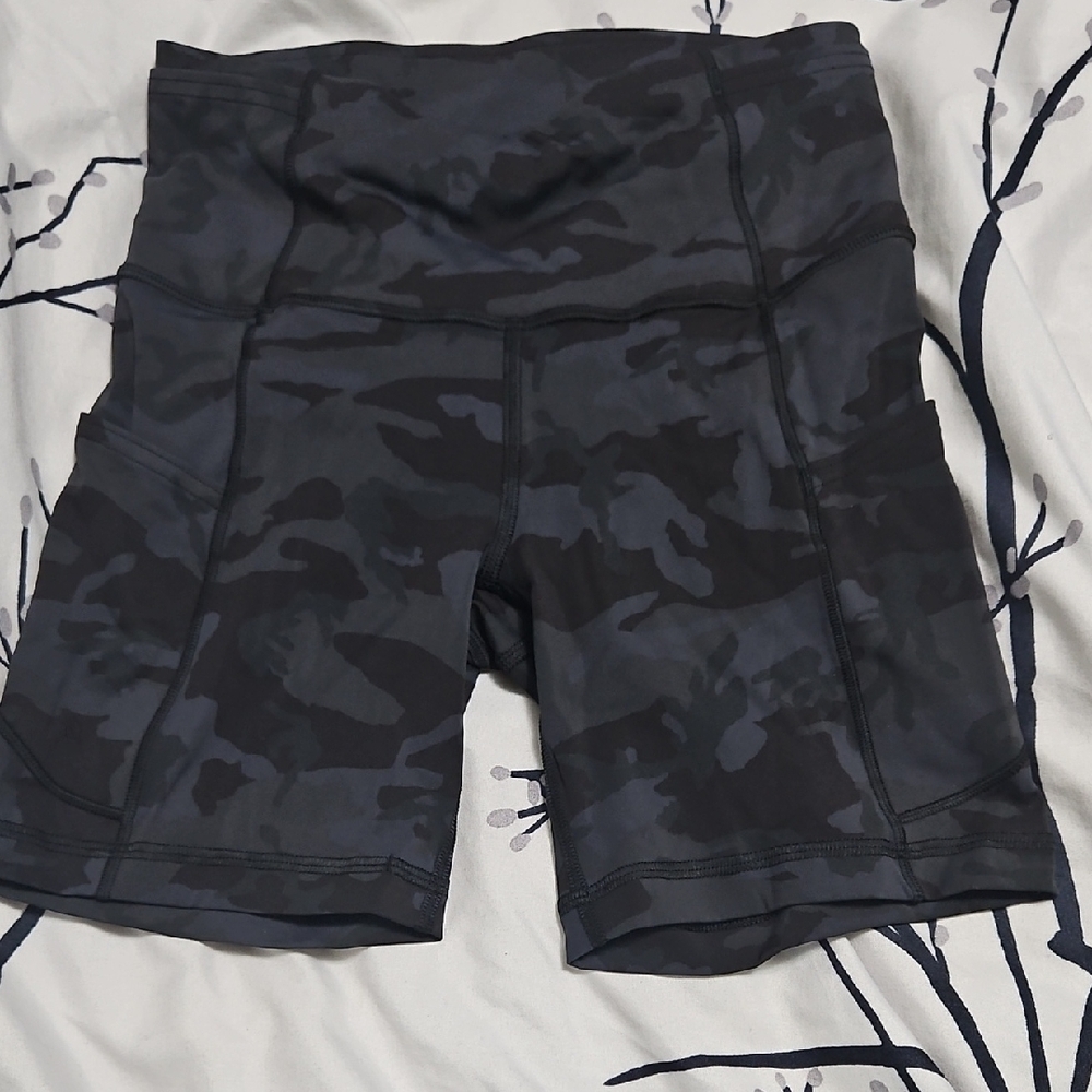 Lululemon Athletica Black Camouflage Athletic Shorts
